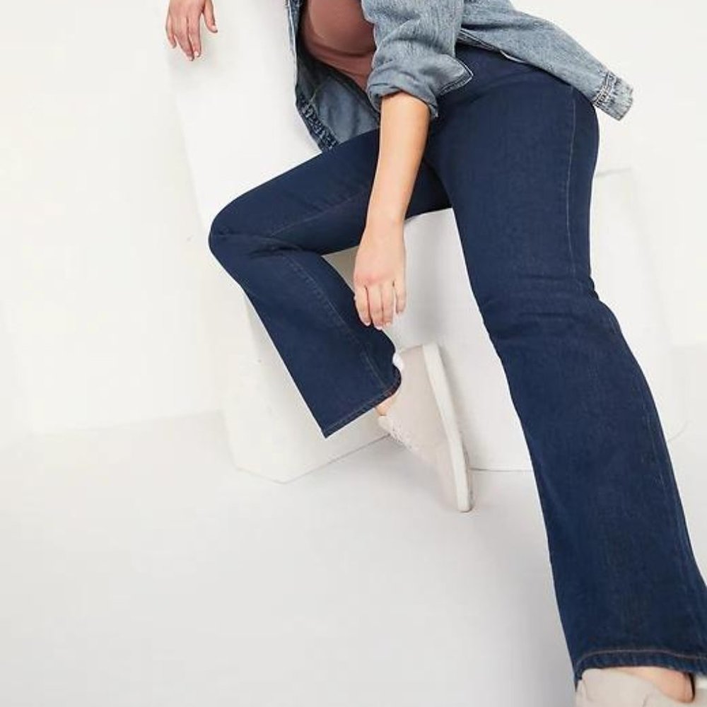 Old Navy Extra High-Waisted Kicker Boot-Cut Button-Fly Jeans for Women New - Picture 4 of 4